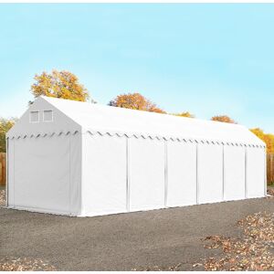 Toolport 3x12m 2.6m Sides Storage Tent / Shelter w. ground frame, PVC 800, white with statics package (soft ground anchors) - (57672)