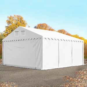 Toolport 5x6m 2.6m Sides Storage Tent / Shelter w. ground frame, PVC 800, white with statics package (soft ground anchors) - (57688)