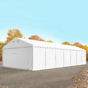 Toolport 5x14m 2.6m Sides Storage Tent / Shelter w. ground frame, PVC 800, white with statics package (soft ground anchors) - (57707)