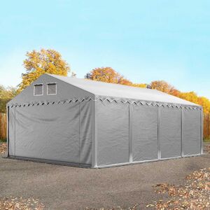 Toolport 5x8m 2.6m Sides Storage Tent / Shelter w. ground frame, PVC 800, grey with statics package (concrete anchors) - (57712)