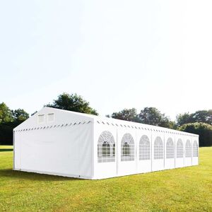 Toolport 7x28m 2.6m Sides Marquee / Party Tent w. ground frame, PVC 1400 fire resistant, white - (578633)