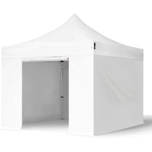 Toolport 3x3m PVC 850 Pop Up Gazebo PROFESSIONAL Aluminium 40 mm, incl. Sidewalls, fire resistant, white - (578686)