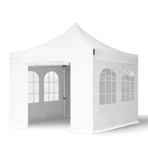 Toolport 3x3m PVC 850 Pop Up Gazebo PROFESSIONAL Aluminium 40 mm, incl. Sidewalls with Windows, fire resistant, white - (578958)