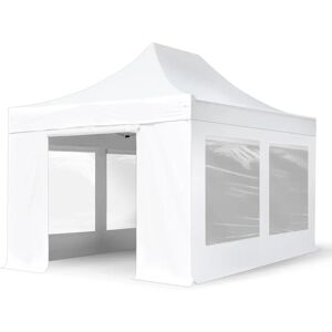 Toolport 3x6m PVC 850 Pop Up Gazebo PROFESSIONAL Aluminium 40 mm, incl. Sidewalls with Panorama Windows, fire resistant, white - (582045)