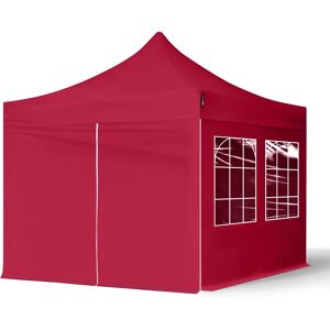 Toolport 3x3m PES 700 Pop Up Gazebo ECONOMY Steel 30 mm, incl. Sidewalls with Windows, red - (582631)