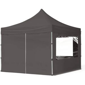 Toolport 3x3 PES 700 Pop up gazebo ECONOMY Aluminium 32 mm, incl. Sidewalls with Panorama Windows, dark grey - (59006)