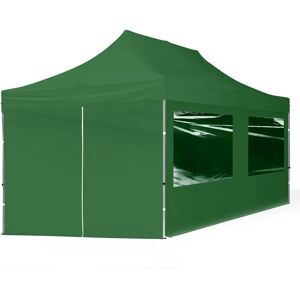 Toolport 3x6 PES 700 Pop up gazebo ECONOMY Aluminium 32 mm, incl. Sidewalls with Panorama Windows, dark green - (59027)