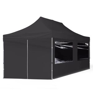 Toolport 3x6 PES 700 Pop up gazebo ECONOMY Aluminium 32 mm, incl. Sidewalls with Panorama Windows, black - (59031)