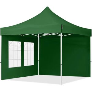 Toolport 3x3m PES 700 Pop up gazebo ECONOMY Steel 30 mm, incl. Sidewalls with Windows, dark green - (59038)