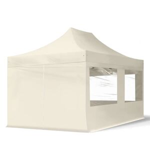 Toolport 3x4.5m PES 700 Pop up gazebo ECONOMY Steel 30 mm, incl. Sidewalls with Panorama Windows, cream - (59043)