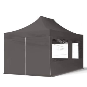 Toolport 3x4.5m PES 700 Pop Up Gazebo ECONOMY Steel 30 mm, incl. Sidewalls with Panorama Windows, dark grey - (59045)