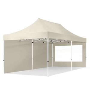 Toolport 3x6m PES 700 Pop up gazebo ECONOMY Steel 30 mm, incl. Sidewalls with Panorama Windows, cream - (59057)