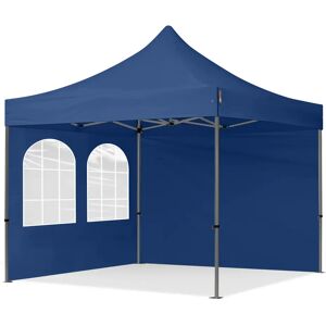 Toolport 3x3m PES 750 Pop Up Gazebo PREMIUM Steel 40 mm, incl. Sidewalls with Windows, dark blue - (600007)