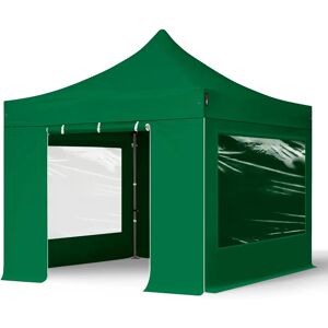 Toolport 3x3m PES 750 Pop Up Gazebo PREMIUM Steel 40 mm, incl. Sidewalls with Panorama Windows, dark green - (600020)