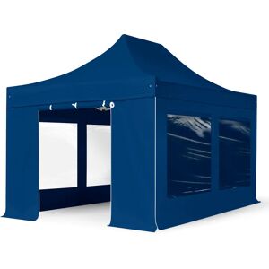 Toolport 3x4.5m PES 750 Pop Up Gazebo PREMIUM Steel 40 mm, incl. Sidewalls with Panorama Windows, blue - (600046)