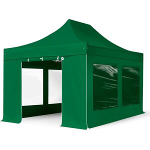 Toolport 3x4.5m PES 750 Pop Up Gazebo PREMIUM Steel 40 mm, incl. Sidewalls with Panorama Windows, dark green - (600052)