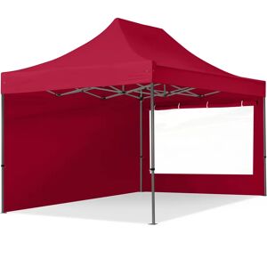 Toolport 3x4.5m PES 750 Pop Up Gazebo PREMIUM Steel 40 mm, incl. Sidewalls with Panorama Windows, red - (600057)