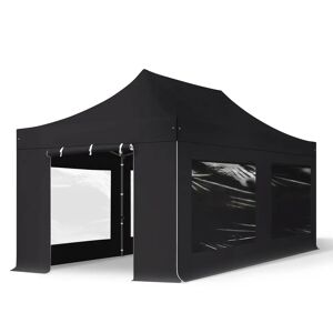 Toolport 3x6m PES 750 Pop Up Gazebo PREMIUM Steel 40 mm, incl. Sidewalls with Panorama Windows, black - (600066)