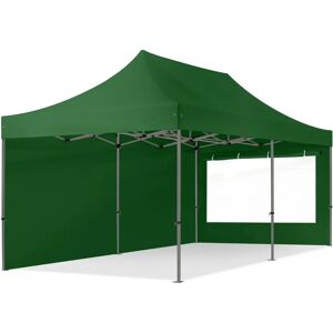 Toolport 3x6m PES 750 Pop Up Gazebo PREMIUM Steel 40 mm, incl. Sidewalls with Panorama Windows, dark green - (600074)