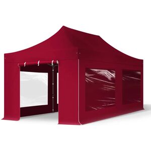 Toolport 3x6m PES 750 Pop Up Gazebo PREMIUM Steel 40 mm, incl. Sidewalls with Panorama Windows, red - (600081)