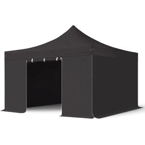 Toolport 4x4m PES 750 Pop Up Gazebo PREMIUM Steel 40 mm, incl. Sidewalls without Windows, black - (600088)