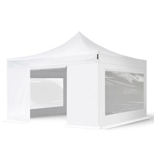 Toolport 4x4m PES 750 Pop Up Gazebo PREMIUM Steel 40 mm, incl. Sidewalls with Panorama Windows, white - (600105)