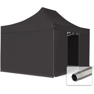 Toolport 3x4.5 m PVC 800 Pop Up Gazebo PREMIUM Steel 40 mm, incl. Sidewalls, fire resistant, black - (600115)