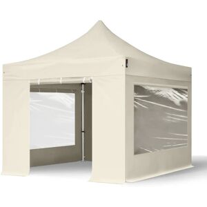 Toolport 3x3m PES 800 Pop up gazebo PROFESSIONAL Aluminium 40 mm, incl. Sidewalls with Panorama Windows, cream - (600144)