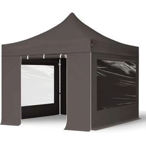 Toolport 3x3m PES 800 Pop up gazebo PROFESSIONAL Aluminium 40 mm, incl. Sidewalls with Panorama Windows, dark grey - (600150)