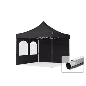 Toolport 3x3m PES 800 Pop Up Gazebo PROFESSIONAL Aluminium 40 mm, incl. Sidewalls with Windows, black - (600164)