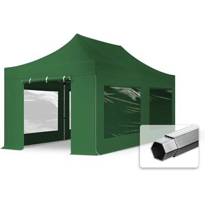 Toolport 3x6m PES 800 Pop Up Gazebo PROFESSIONAL Aluminium 40 mm, incl. Sidewalls with Panorama Windows, dark green - (600223)