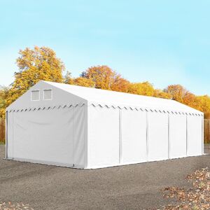 Toolport 6x10m 2.6m Sides Storage Tent / Shelter w. ground frame, PVC 1400 fire resistant, white with statics package (concrete anchors) - (67525)