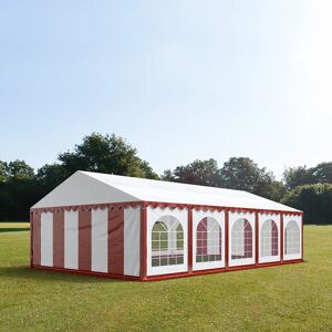 Toolport 5x10m Marquee / Party Tent w. ground frame, PVC 750, red-white - (7173)