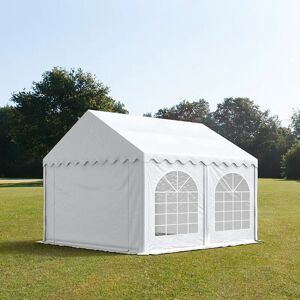 Toolport 4x4m Marquee / Party Tent w. ground frame, PVC 750, white - (7222)