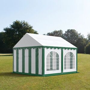 Toolport 3x4m Marquee / Party Tent w. ground frame, PVC 750, green-white - (7249)