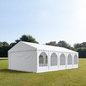Toolport 6x10m 2.6m Sides Storage Tent / Shelter w. ground frame, PVC 1400 fire resistant, white without statics package - (7525bl)