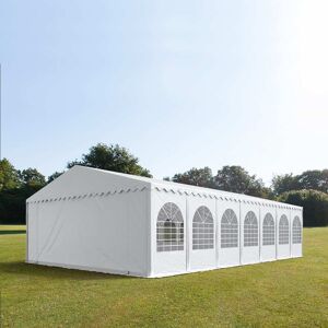 Toolport 7x14m 2.6m Sides Marquee / Party Tent w. ground frame, PVC 1400 fire resistant, white - (7563)