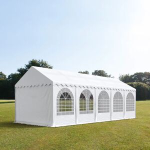 Toolport 4x10m 2.6m Sides Storage Tent / Shelter w. ground frame, PVC 800, white without statics package - (7671bl)