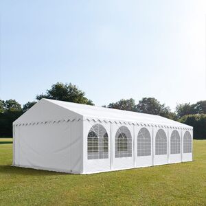 Toolport 5x12m 2.6m Sides Marquee / Party Tent w. ground frame, PVC 1400 fire resistant, white - (7680bl)