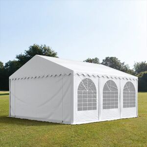 Toolport 6x6m 2.6m Sides Marquee / Party Tent w. ground frame, PVC 1400 fire resistant, white - (7682bl)