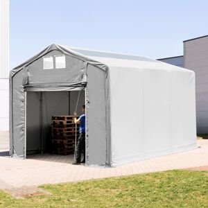 Toolport 4x6m - 3.0m Sides PVC Industrial Tent with pull-up gate and skylights, PVC 850, grey without statics package - (79869)