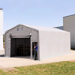 Toolport 5x8m - 3.0m Sides PVC Industrial Tent with pull-up gate, PVC 850, grey without statics package - (79879)