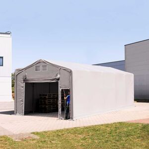 Toolport 5x10m - 3.0m Sides PVC Industrial Tent with pull-up gate, PVC 850, grey without statics package - (79882)