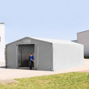 Toolport 8x8m - 3.0m Sides Industrial Tent with sliding door, PRIMEtex 2300 fire resistant, grey without statics package - (80003)