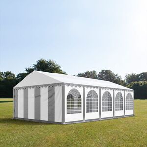 Toolport 6x10m 2.6m Sides Marquee / Party Tent w. ground frame, PVC 1400 fire resistant, grey-white - (8676bl)