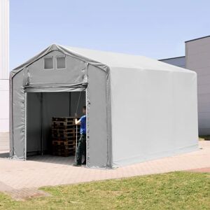 Toolport 3x6m - 3.0m Sides PVC Industrial Tent with pull-up gate, PVC 850, grey with statics package (soft ground anchors) - (93844)