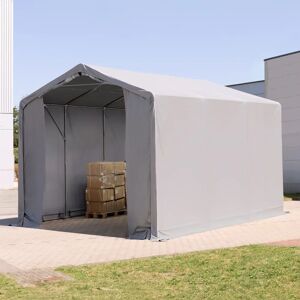 Toolport 4x6m - 3.0m Sides PVC Industrial Tent with zipper entrance, PVC 850, grey with statics package (soft ground anchors) - (93845)