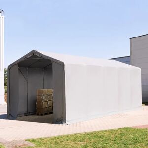 Toolport 4x10m - 3.0m Sides PVC Industrial Tent with zipper entrance, PVC 850, grey with statics package (soft ground anchors) - (93853)