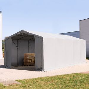 Toolport 5x10m - 3.0m Sides PVC Industrial Tent with zipper entrance, PVC 850, grey with statics package (soft ground anchors) - (93860)