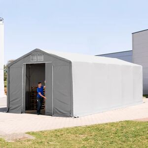 Toolport 5x10m - 3.0m Sides PVC Industrial Tent with sliding door, PVC 850, grey with statics package (soft ground anchors) - (93862)